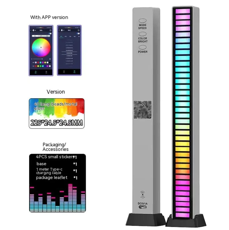 Lámpara Ritmo Musical de Control por Voz RGB, Luz de Captura Doble Cara 3D