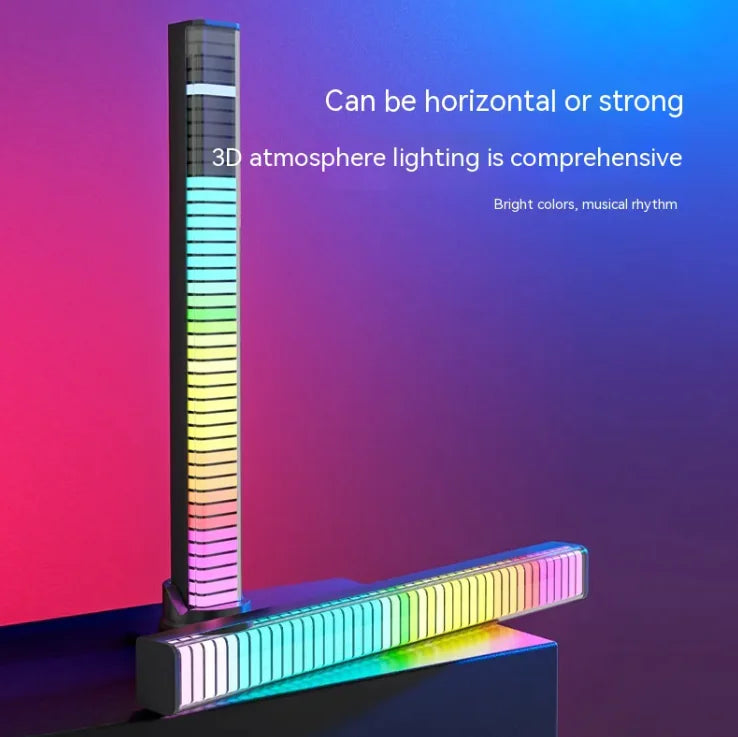 Lámpara Ritmo Musical de Control por Voz RGB, Luz de Captura Doble Cara 3D