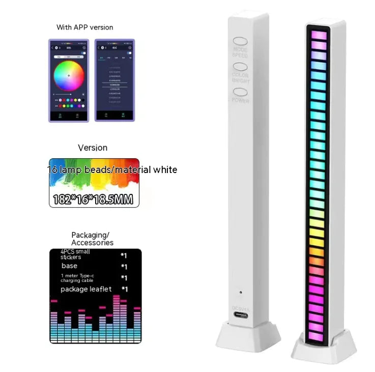 Lámpara Ritmo Musical de Control por Voz RGB, Luz de Captura Doble Cara 3D