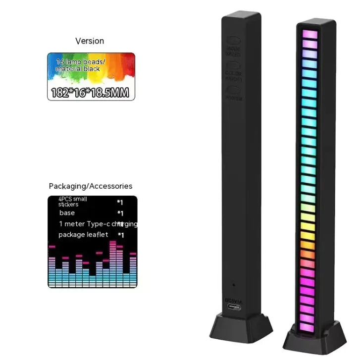 Lámpara Ritmo Musical de Control por Voz RGB, Luz de Captura Doble Cara 3D