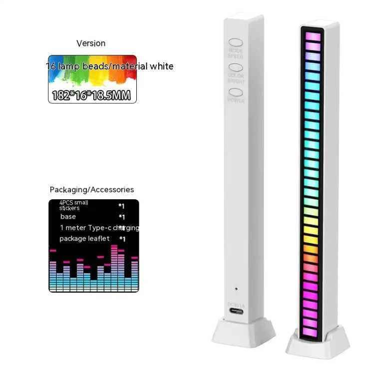Lámpara Ritmo Musical de Control por Voz RGB, Luz de Captura Doble Cara 3D